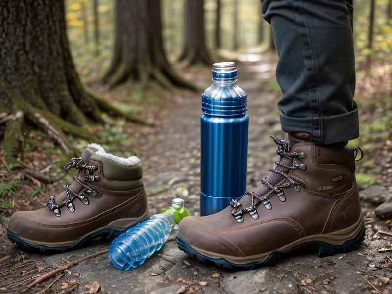 Joint support capsule next to a glass of water and a hiking map for a supplements versus movement routine